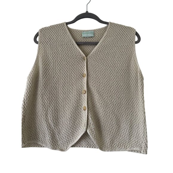 Vintage 220 Mckay Beige Knit Button-Front Vest Medium Womens - Picture 3 of 12